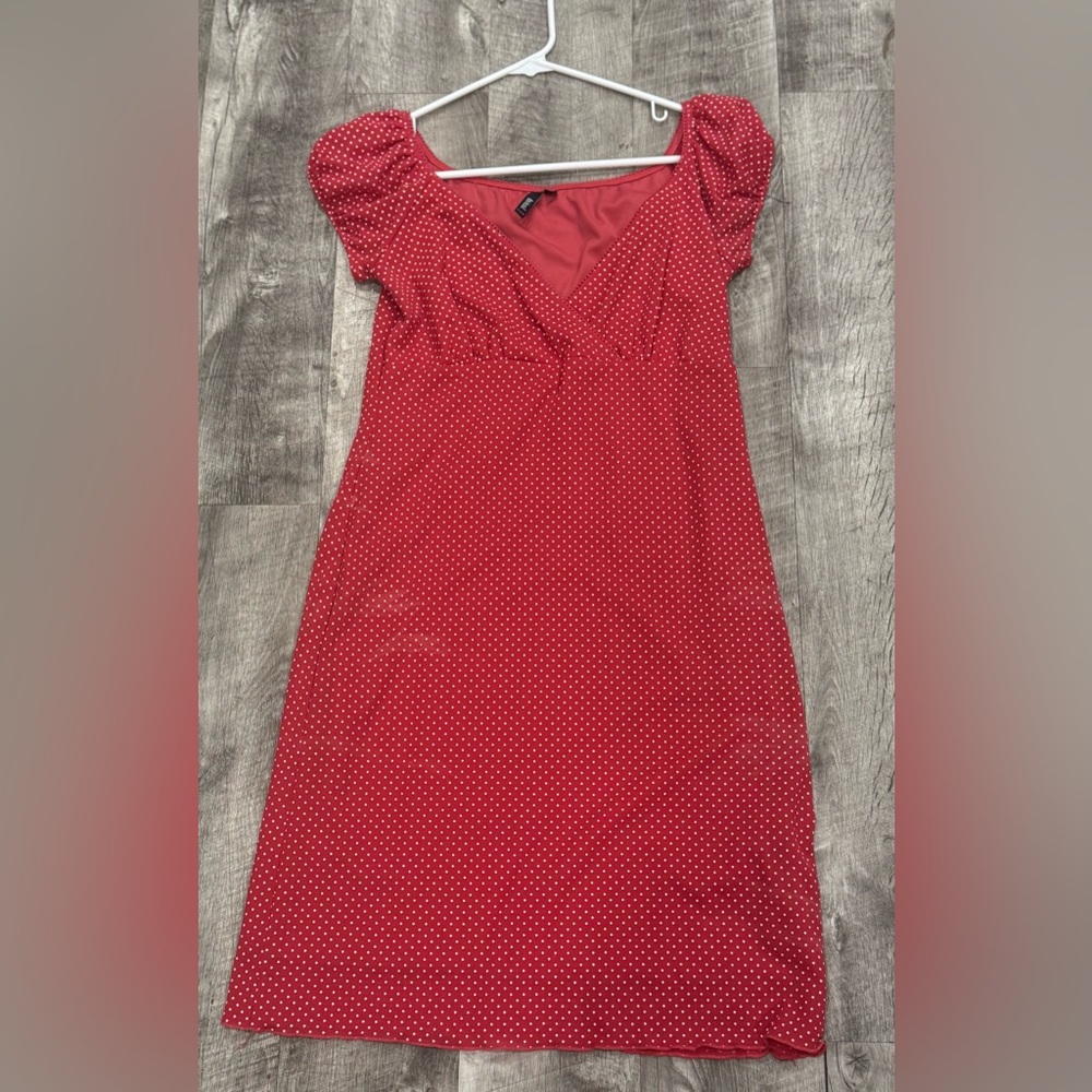 Trixxi Red and White Polka Dot Dress